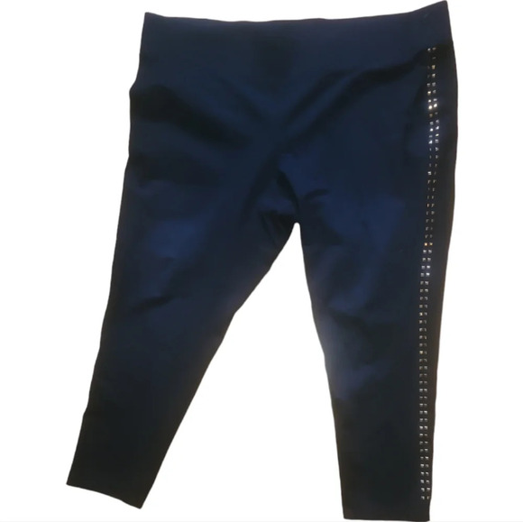 CARMEN MARC VALVO woman plus size stretch black leggings pant studded 3x - Picture 1 of 5